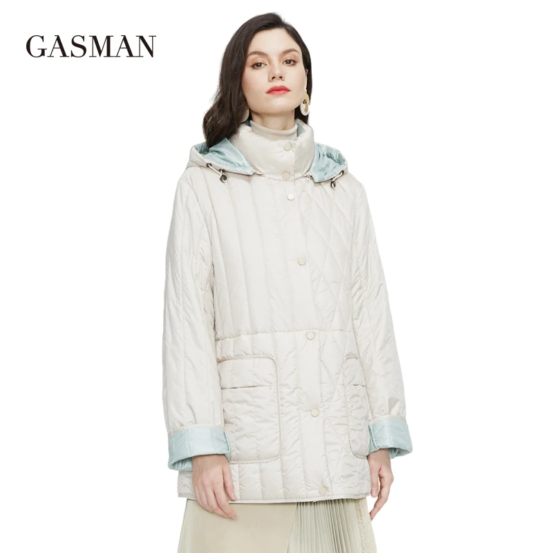 

GASMAN 2022 New Women's Spring Coat fashion casual Wear on both sides short Women parka Thin Cotton Warm outwear 21871