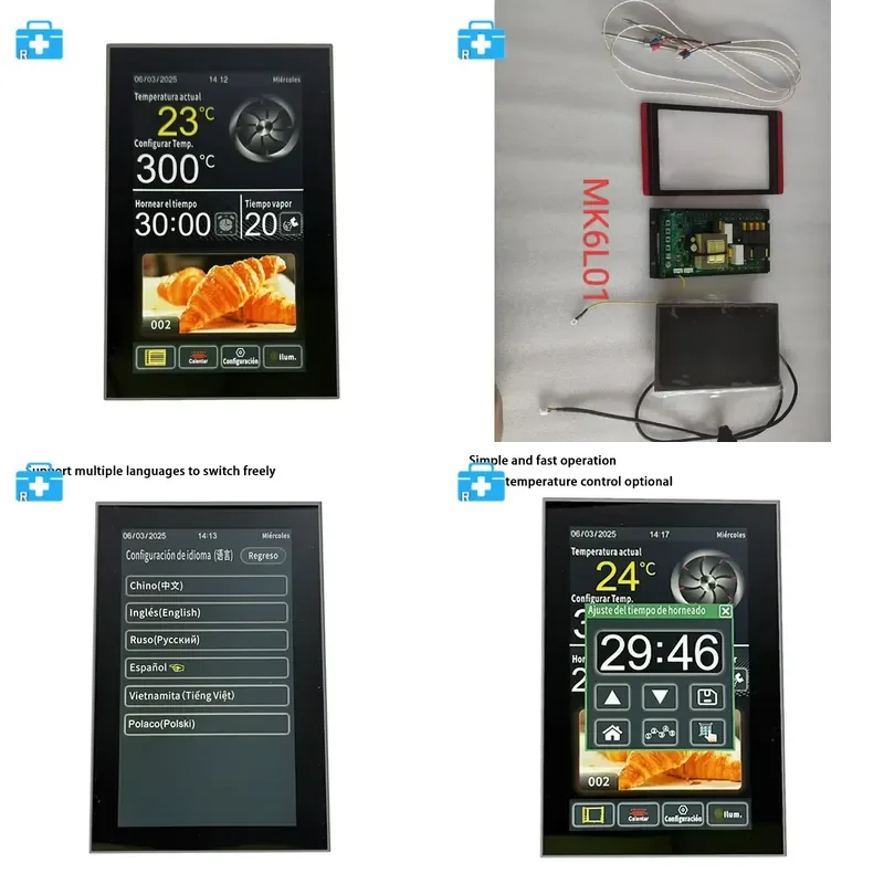 Hot Sale High Quality 7-Inch Touch Screen Thermometer Customizable Rotary Oven Kitchen Equipment OEM Made Plastic Spanish