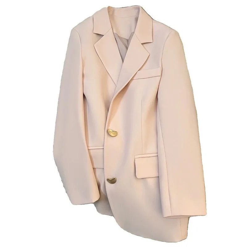 Blazer blanco melocotón rosa para mujer, novedad de primavera 2025, llegada |   Blazer casual elegante de gama alta Petite Fit con diosa Vibe