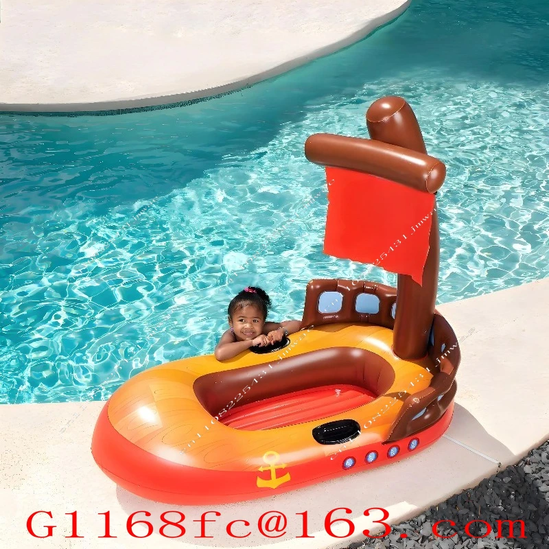 Children's Pirate Boat Inflatable Boat Floating on Water with Air Cushion Small Boat