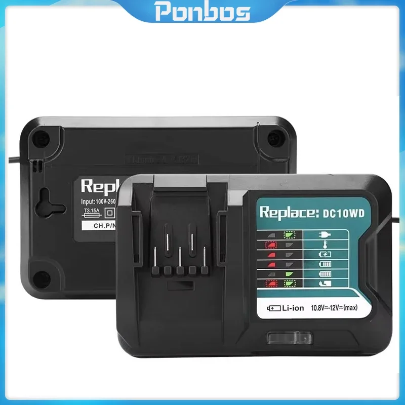 

Ponbos DC10WD Rapid Charger For Makita 10.8V-12V Dc10Wd Dc10Sb Dc10Wc Bl1015 Bl1016 Bl1021B Bl1041B