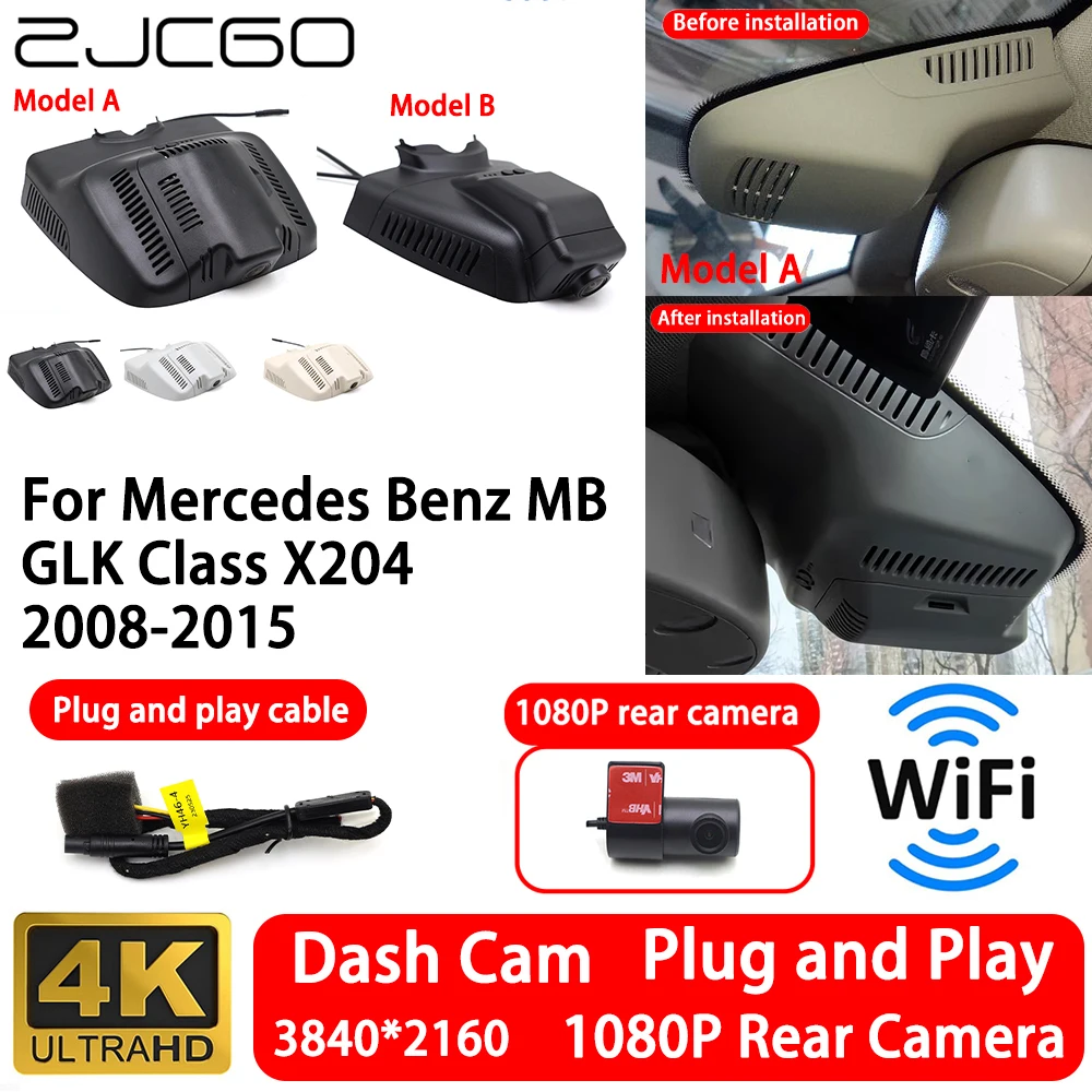 for Mercedes Benz MB GLK Class X204 2008-2015 4K Front Rear Camera Dash Cam Wifi Plug and Play Video Recorder Loop Recording
