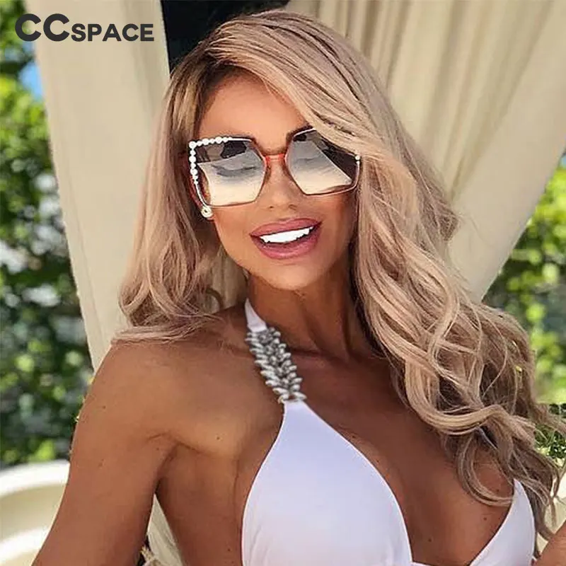 46340 Luxury Brand Sunglasses Pearl Decoration Women Fashion Shades Uv400 Lady\'s Vintage Glasses