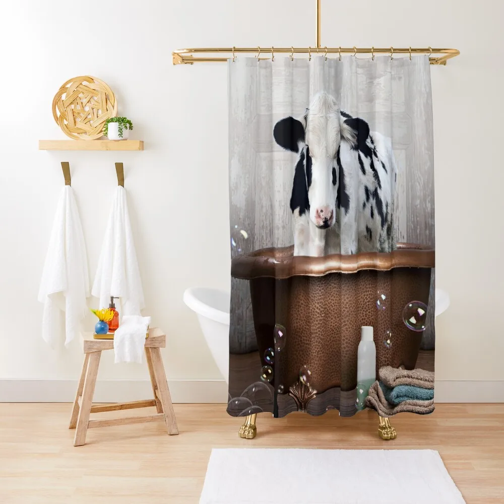 

Cow in a Vintage Bathtub Shower Curtain Waterproof Fabric Bathroom Shower Bath Modern Showers For Bathroom Curtain