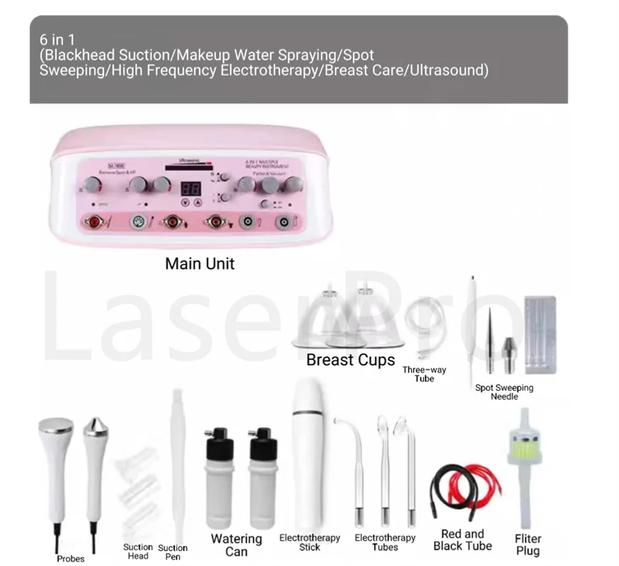 Instrument de beauté du visage Portable 6 en 1, Spray galvanique, aspiration sous vide, élimination des points noirs, équipement avancé de soins de la peau