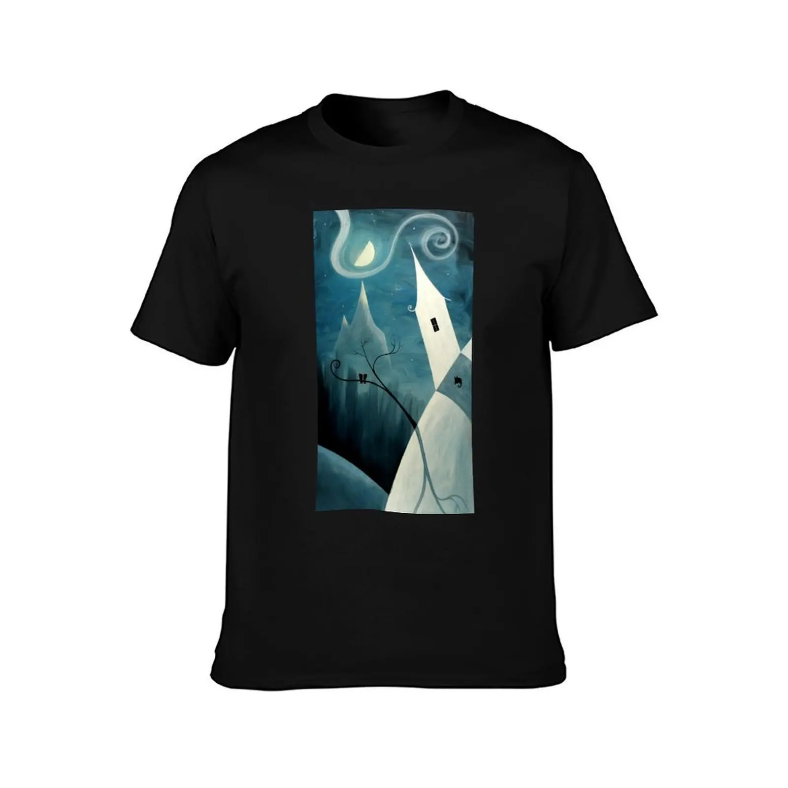 Winter House with Crows T-Shirt, Summer Casual Cotton Tee, Oversized Streetwear Tops, Vintage Graphic Print, Unisex Men Women