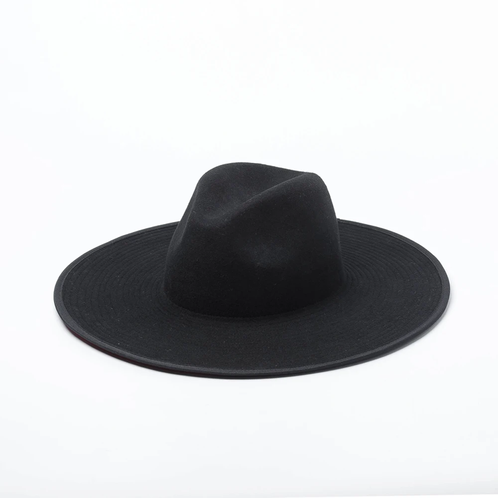 100% Wool Felt Fedora Hat Wide Two Tone Brim Felt Hat