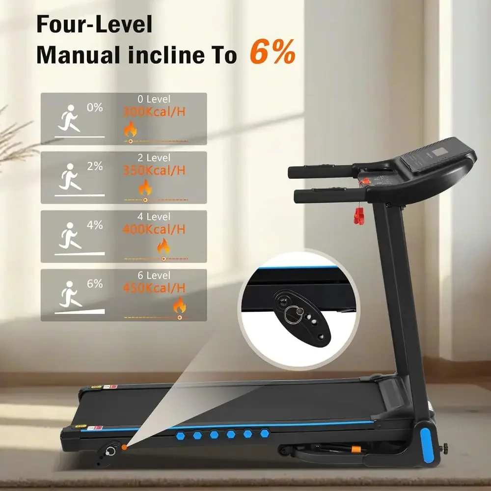 3.0 HP Walking Pad Treadmill - 350 lbs Capacity, 0-6% Auto Incline, Remote Control, LED Display, Bluetooth & Audio Player