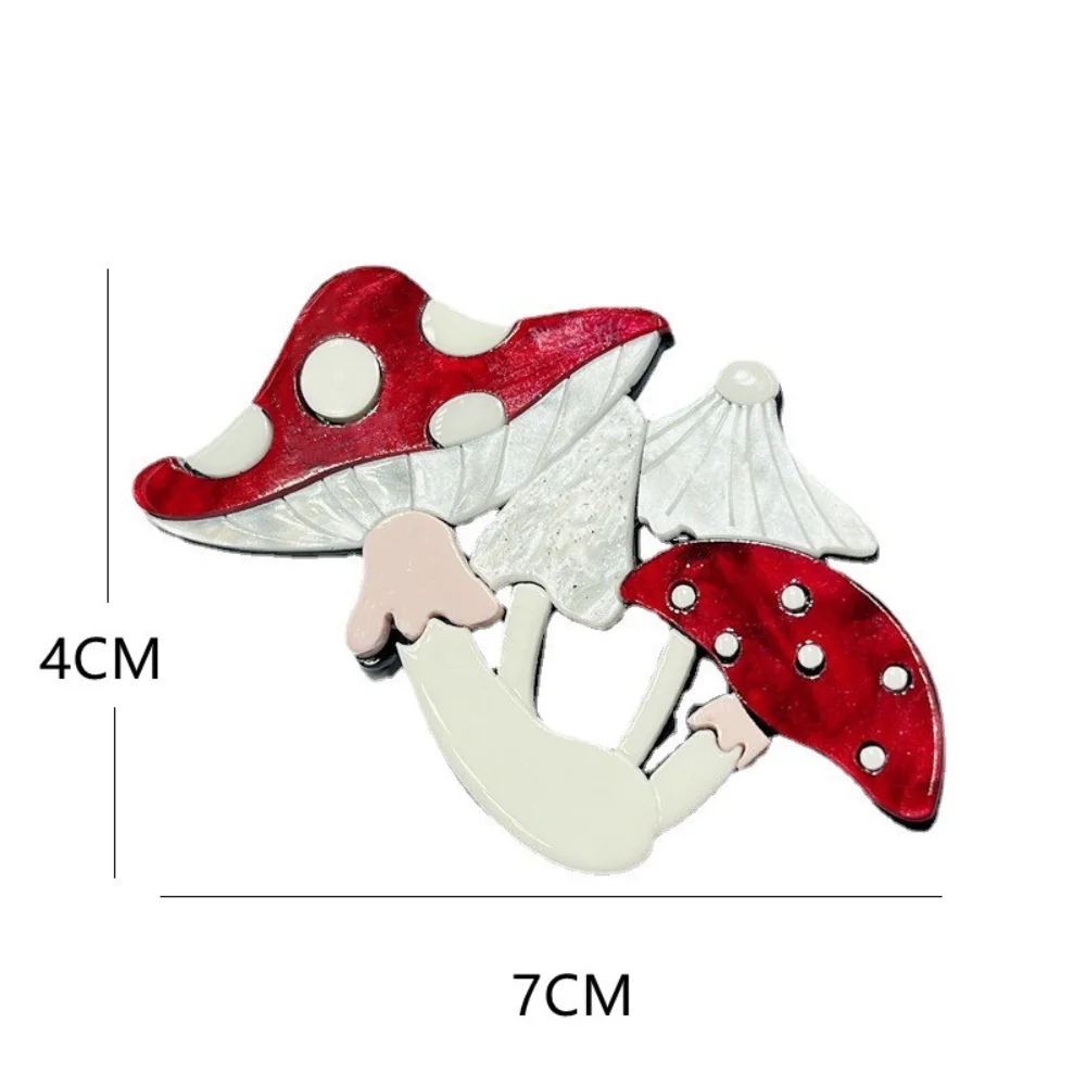 Fairy Tale Forest Elf Red Umbrella Mushroom Pin Acetic Acid Sheet Acrylic Brooch Banquet Formal Coat Suit Decoration Accessories