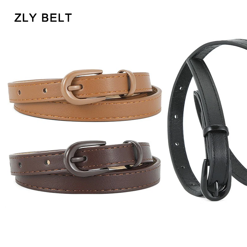 

ZLY 2024 New Fashion Belt Women Slender Type PU Leather Metal Pin Buckle Colorful Solid Vintage Simple Life 105CM Jeans Style