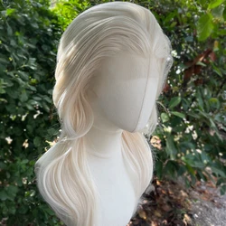 Platinum Blonde 13x4 Synthetic Lace Front Wigs for Women Cosplay Shoulder Length Short Curly Synthetic Wigs Layers Ponytails