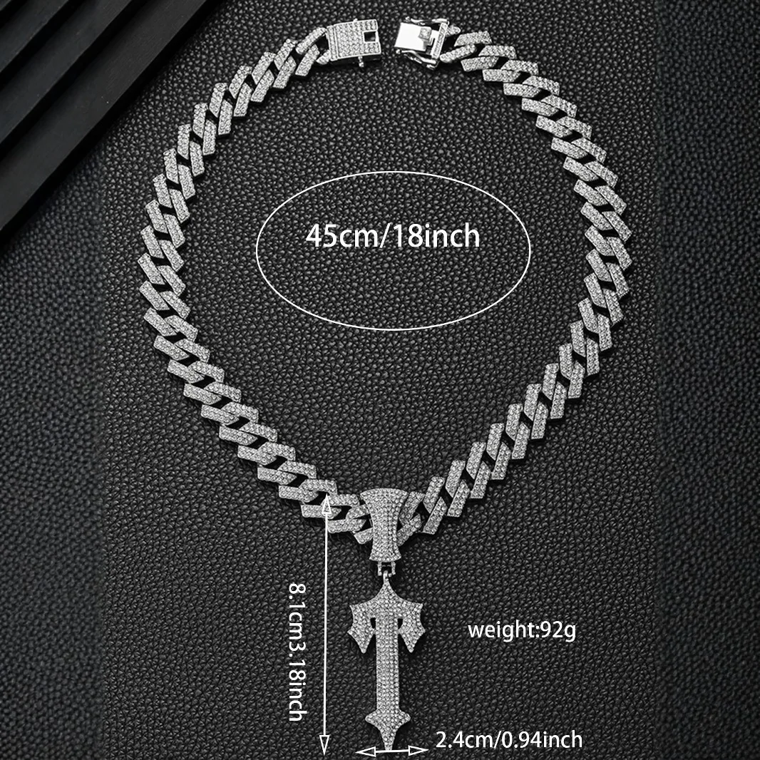 DIY accessories Vång cchthp Alloy Cross Sword Pendant Full Diamond Cuban Chain Cross Border Men's Pendant view 2