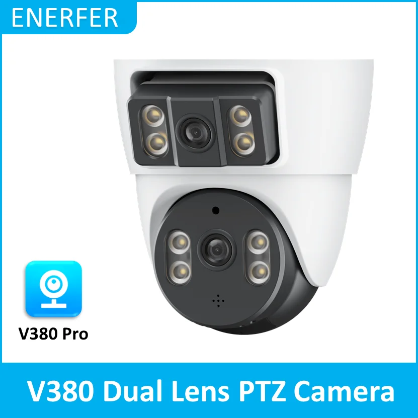 

V380 Pro Внутренняя домашняя камера безопасности с двумя объективами PTZ 360, камера ночного видения на потолке, камера видеонаблюдения 6MP HD