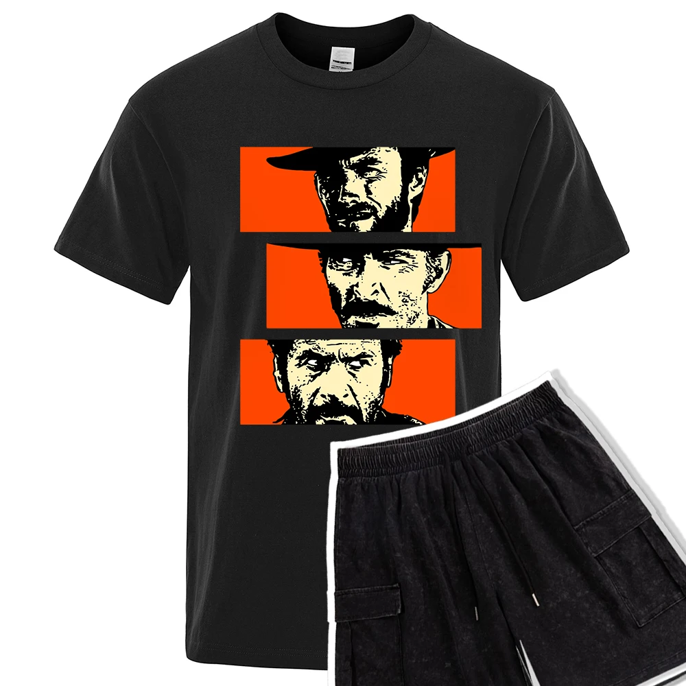 

The Good the Bad and Ugly Blondie Angel Eyes Tuco Ковбойский комплект футболок для мужчин и женщин Il buono brutto cattivo Негабаритная хлопковая футболка
