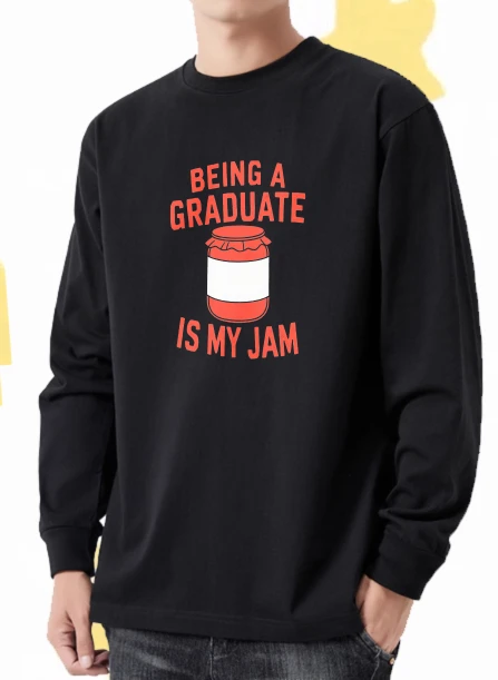 

Футболка мужская осенняя Бег Аниме с длинными рукавами Графическая футболка Being A Graduate Is My Jam Хип-Хоп 90-е винтажная одежда Футболка с принтом
