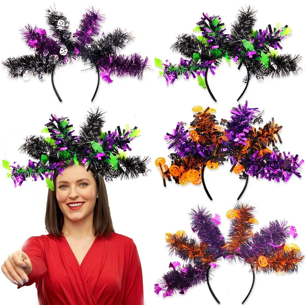

Scary Halloween Pumpkin Headband Ghost Bat Skeleton Funny Long Strip Hair Bands Festival Non-slip Halloween Headwear Cosplay
