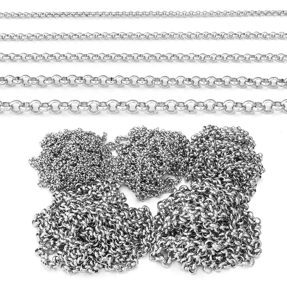 

5/10Yards 2-5mm Stainless Steel Chains O Shape Cross Chain Bulk Link Chains for Necklace Bracelet Jewelry Making DIY Accessories
