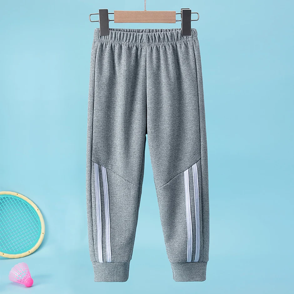 1/3 Pcs Kinder Waffel Einfarbig Sport Hosen Jungen Casual Joker Harun Hosen Elastische Taille Laufhose Mädchen Mode hosen – Detail 8