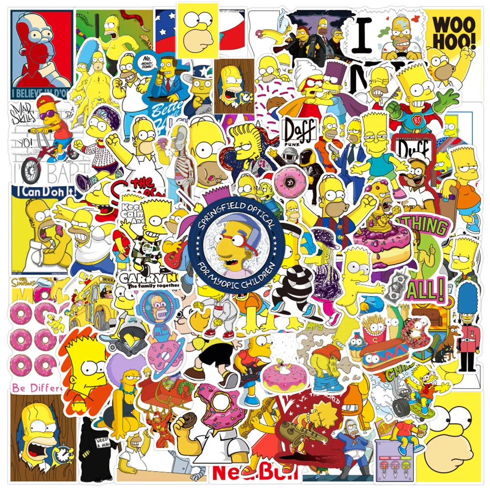 10/30/50/100pcs Disney Anime The Simpsons Stickers for Kids Toy Funny Cartoon Graffiti Sticker Phone Skateboard Scrapbook Decals