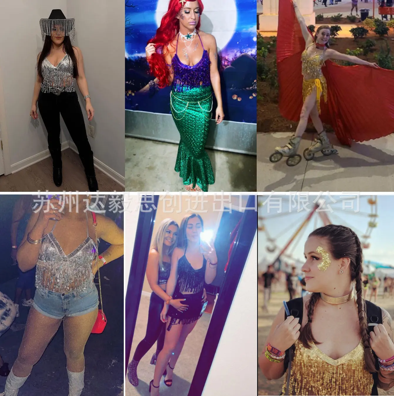 ملابس سباحة جديدة منقسمة للتجارة الخارجية لعام 2023 مكونة من ثلاث قطع بيكيني نسائي لامع ومثير بشراشيب