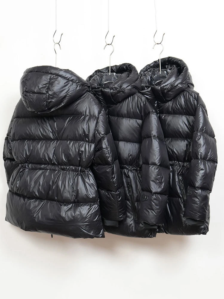 

Зима -10 ° Теплый съемный пуховик с капюшоном, женская утолщенная куртка-паркер на молнии, женская верхняя одежда на белом утином пуху с завязками