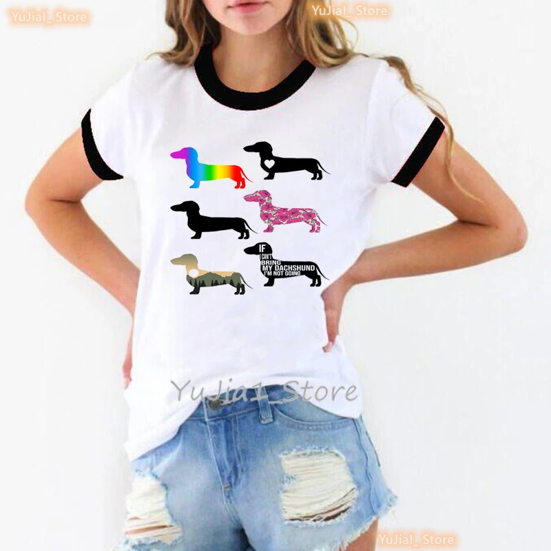 

Dachshund Puppy Dog Print T Shirt Women Summer Tops Tee Shirt Femme Short Sleeve Harajuku Kawaii T-Shirt Female