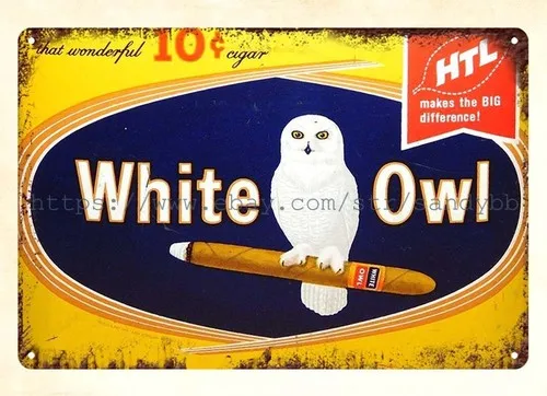 TOBACCO WHITE OWL CIGARS metal tin sign auto shop garage wall art