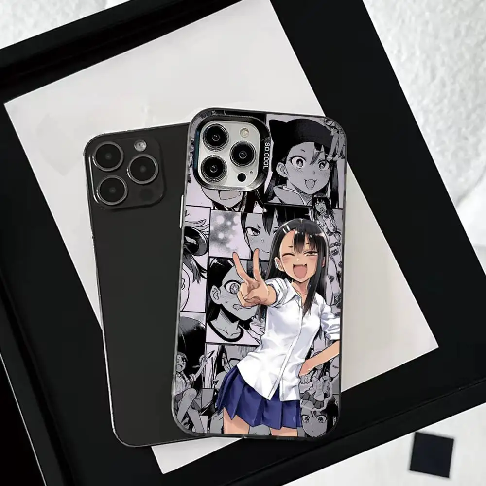 حافظة هاتف C-Cute Nagatoro-o SAN لهاتف iPhone 16,15,14,13,12,11,Mini,Pro,SE,MAX غطاء أبيض غير لامع مقاوم للصدمات