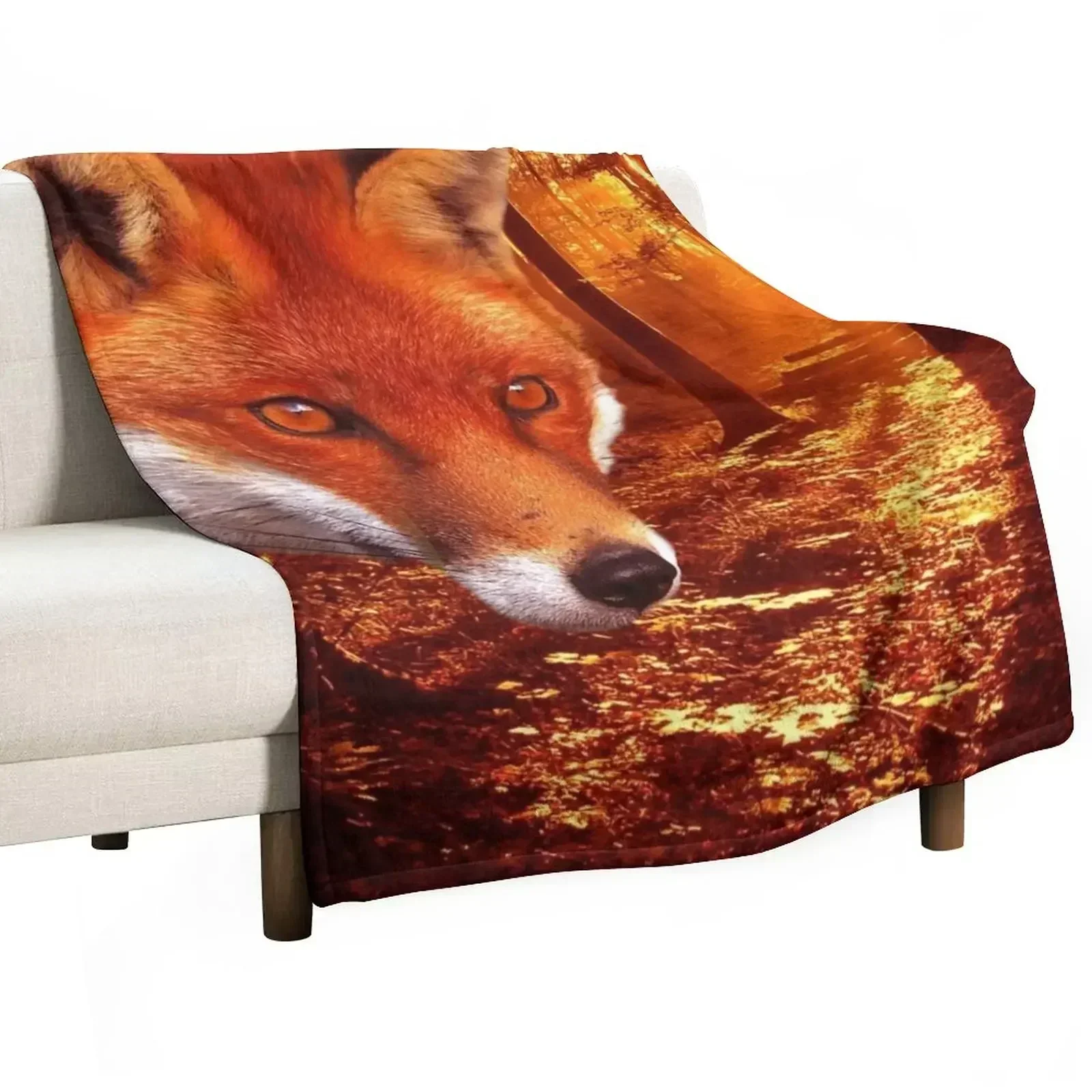 Red Fox Throw Blanket Thin Soft Blanket for Summer Night Sleeping