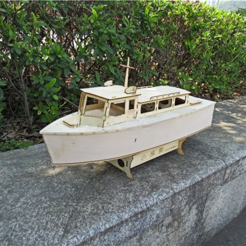 DIY Wooden Boat Model Kit Hand Assembled Electric Remote Control Boat Small Patrol Boat Model wooden ship model kit  toy