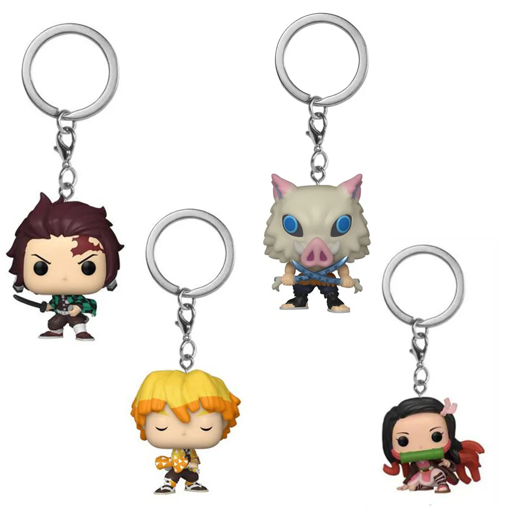 Pocket Demon Slayer Kamado Nezuko Kamado Tanjirou Agatsuma Zenitsu Hashibira Inosuke Keychain Cute Doll Action Figure Toys