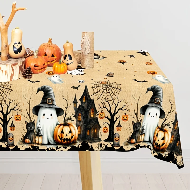 One piece - 86.61 x 51.18 inches, a retro eerie plastic tablecloth, suitable for a rectangular tablezyc