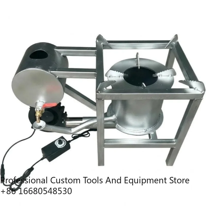 jfOutdoor Camping Stainless Steel Stove with Speed Regulator Air Blower Wasted Oil Burner for Outdoor Cooking Thawing Equipment