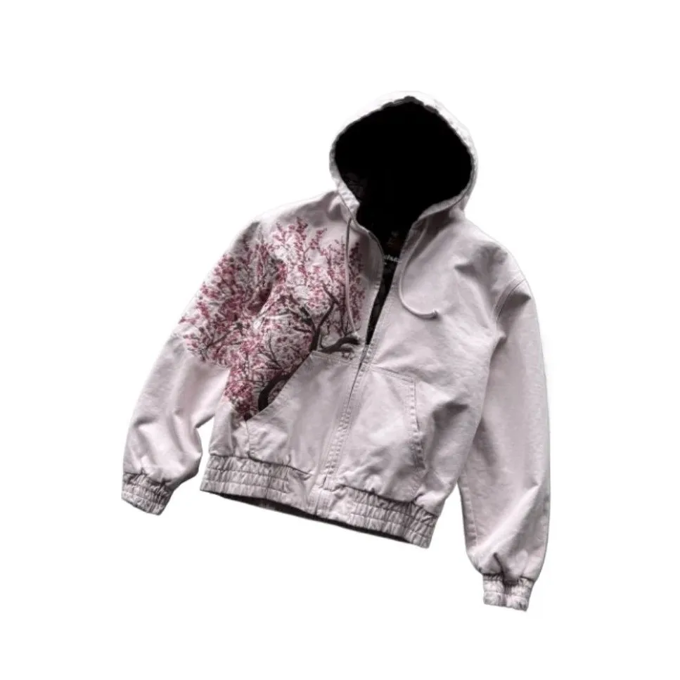

Y2K Harajuku Plum Tree Embroidery Super Pink Hoodie Zipper Design Spring Collection Ladies Faion Sweatirt