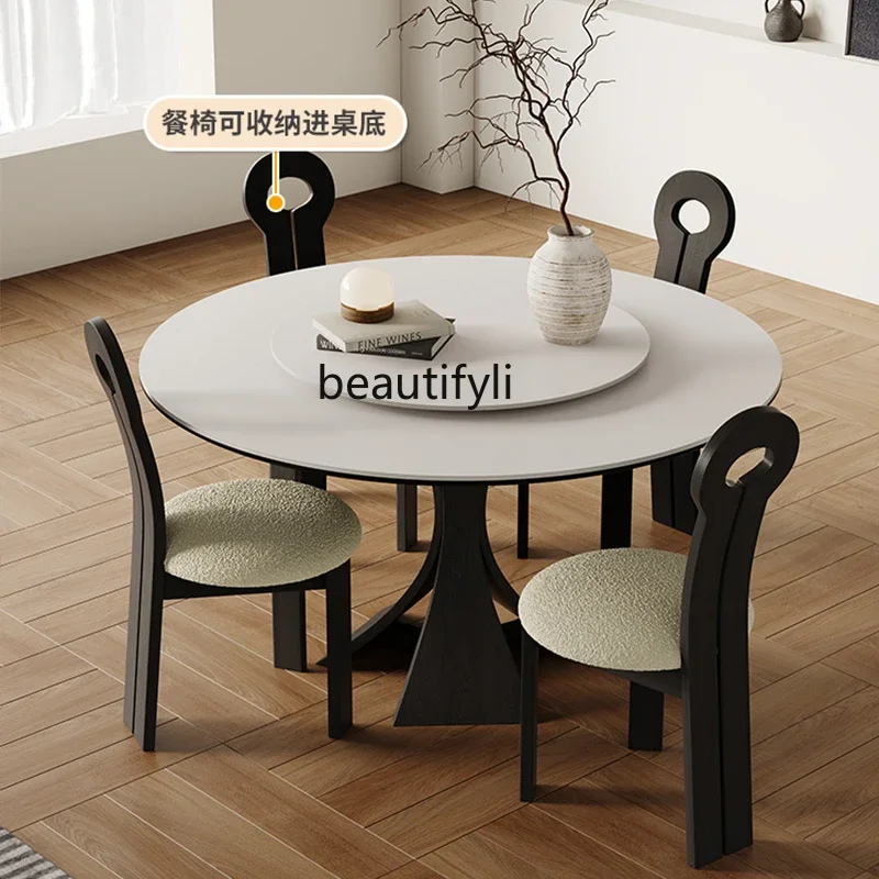 

Nordic Pure White Stone Plate Dining Table Modern Simple Home round Dining Table Conference Table