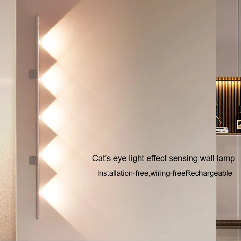 Rechargeable Motion Sensor Wireless Under Cabinet Light For Kitchen ClosetWardrobe Light With Magnetic Strip 3 Colors Adjustable