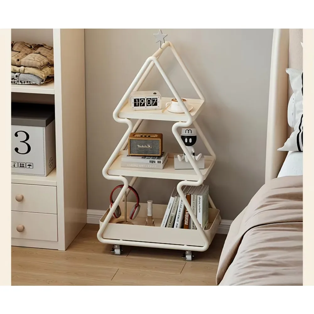

Simple Modern Cream Wrought Iron Bedside Table With Creative Shelf Children's Bedroom Furniture For Apartment Use Nightstands