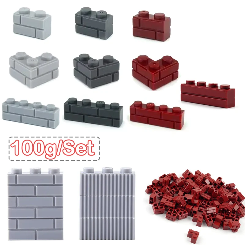 

100g High Wall Thick Building Blocks Granular 1x2 Right-angle 1x3/1x4 Dots Wall Assembled Architecture Parts Bricks Toys Gifts
