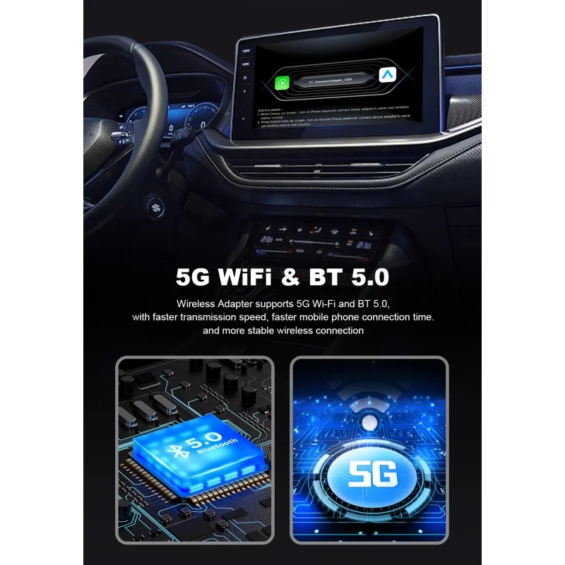 X7 Wireless CarPlay Adapter Android Auto 2 in1 Smart Mini Box WiFi5 for 99% of Original Wired CarPlay/Auto Cars BT Auto Connect