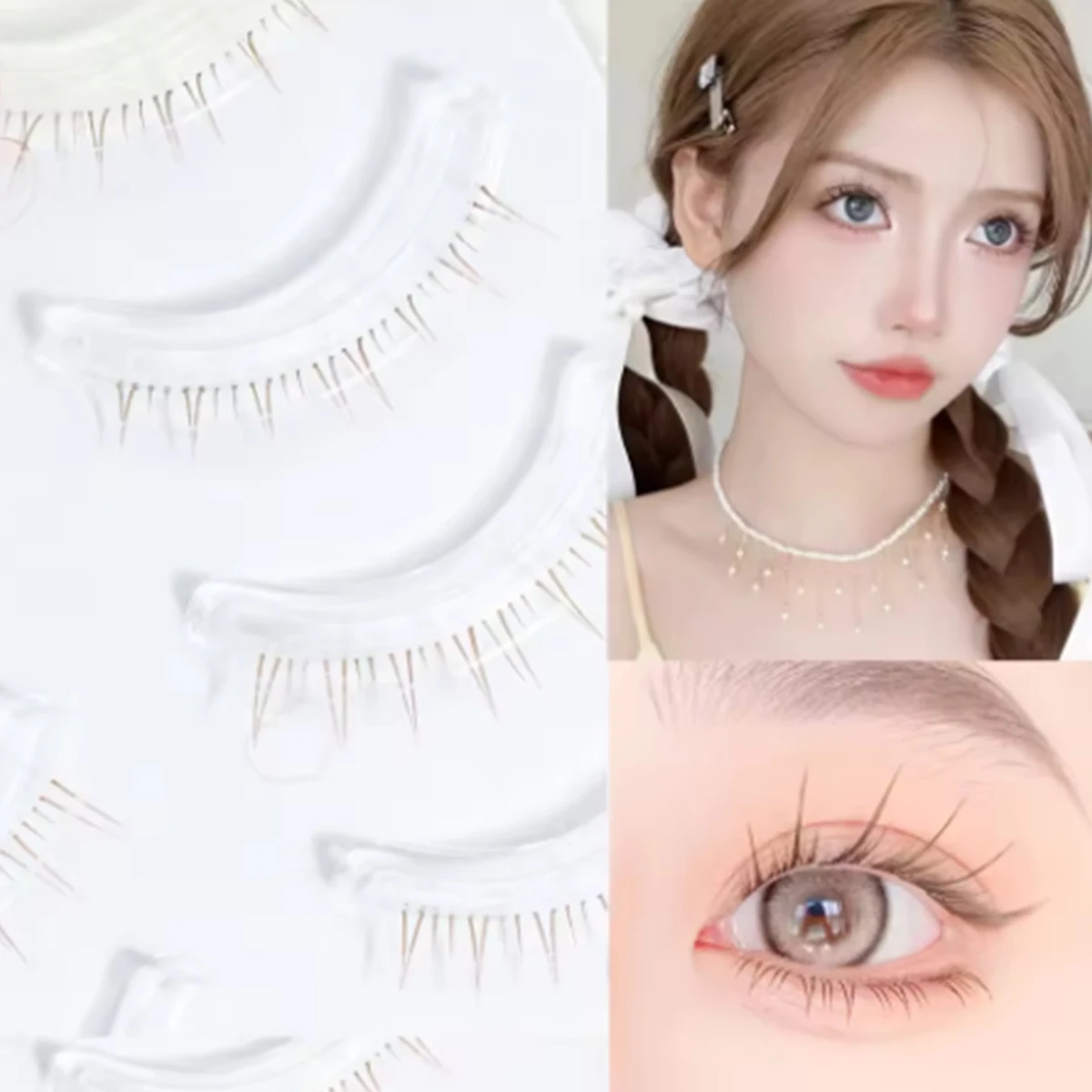 4-7mm Under Lashes Little Flame Lower Brown Eyelashes Natural Short Style Hand Painted Fake Eye Lashes Makeup Doll Eye W41