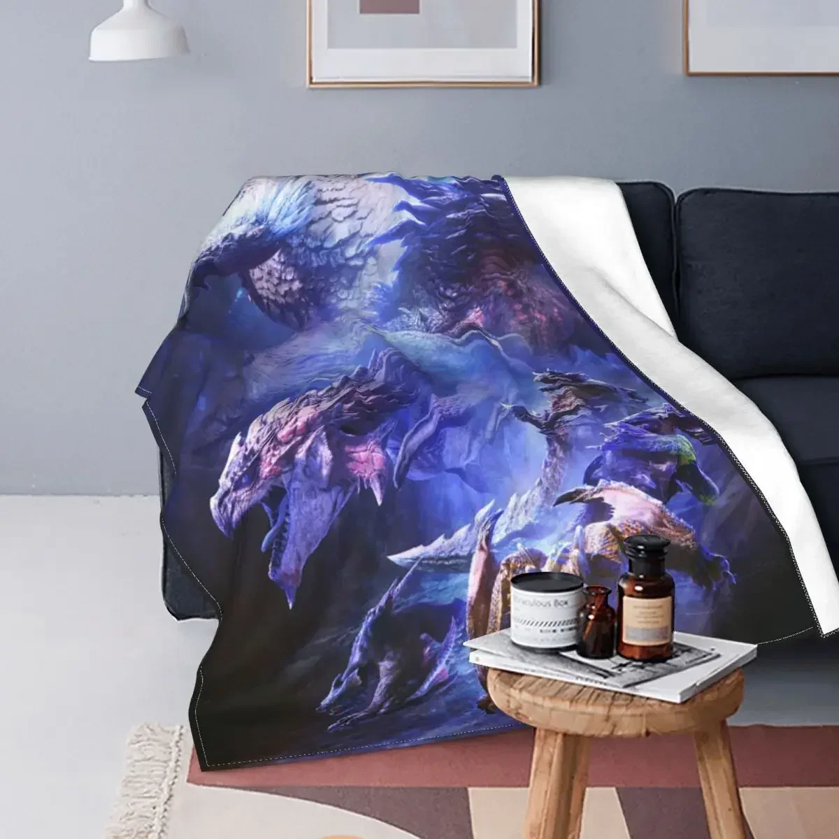 

Monster Hunter World Iceborne Blanket Sofa Cover Coral Fleece Plush Gift Thin Throw Blanket for Bedding Travel Plush Thin Quilt