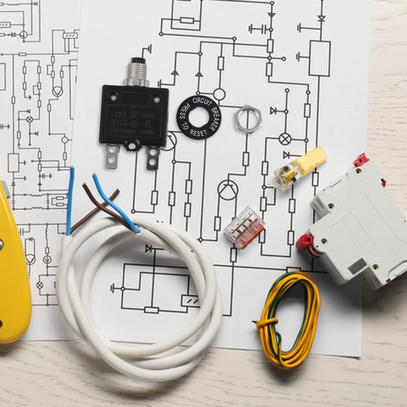 

25A Push Button Manual Reset Circuit Breaker 125-250V Ac 50V Dc Overload Protection For Car Marine Auto Electrical Systems