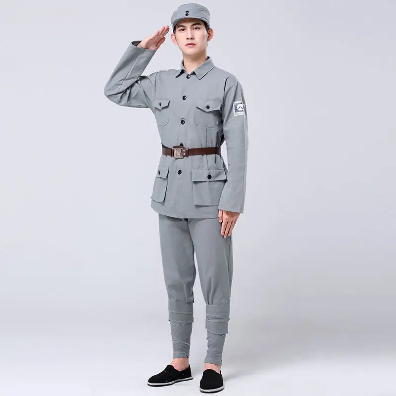 Cotton and Linen Red Army Performance Costumes Eighth Route Army Costumes New Fourth Army Suit Chorus Dance Costume Cosplay view 5