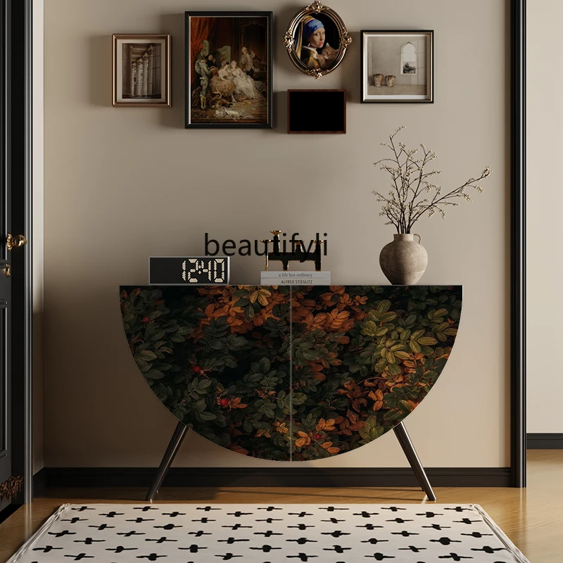 

semicircular entrance door solid wood porch cabinet household dining side cabinet aisle storage living room decorative cabinet