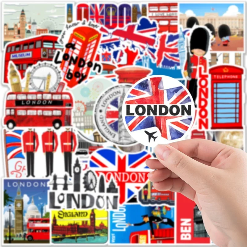 10/25/50Pcs London England Cultural Iconic Buildings Cartoon Stickers Graffiti Waterproof Luggage Suitcase Notebook Laptop