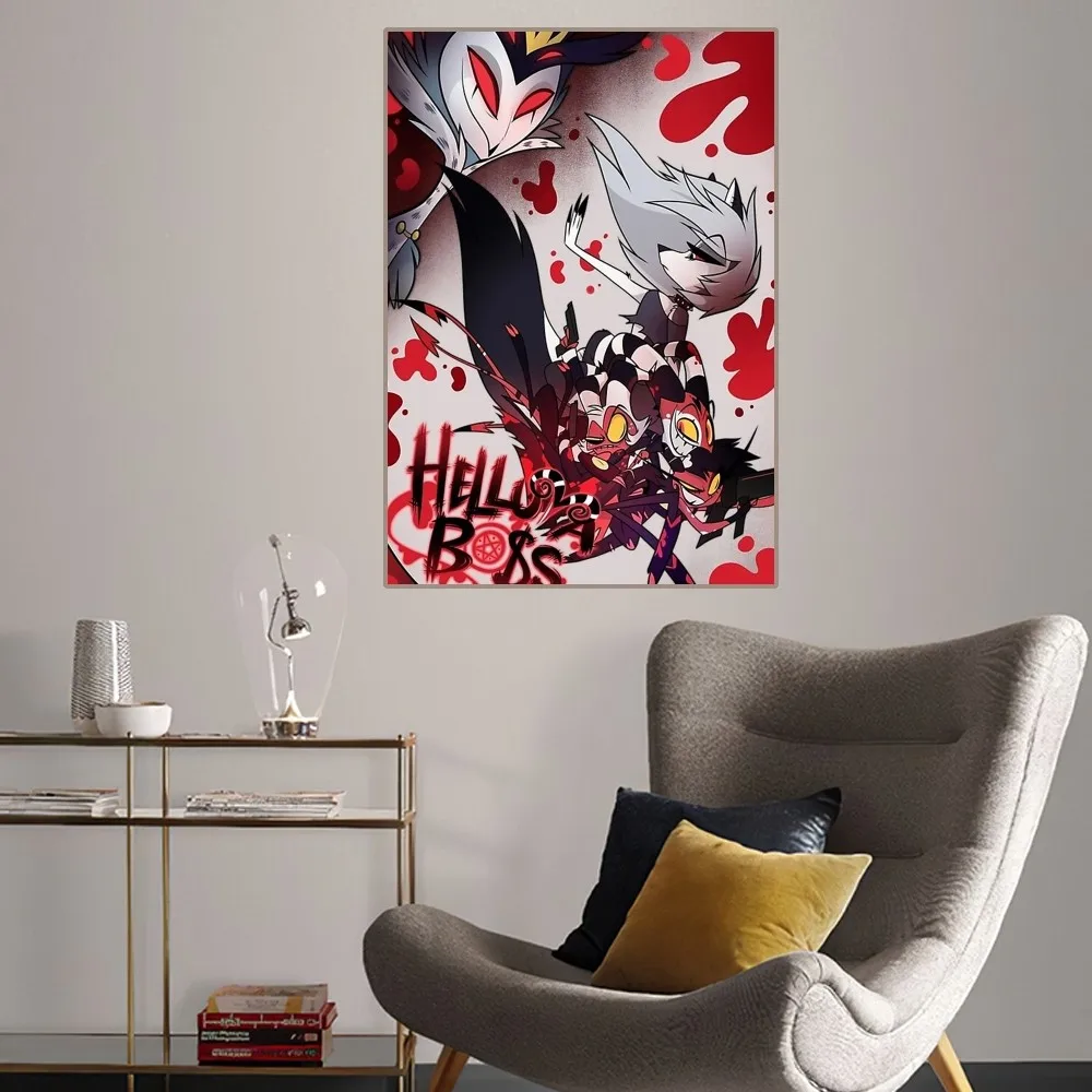 H-Hazbin B-Boss Cartoon Poster Home Room Decor Aesthetic Art Wall Painting Stickers