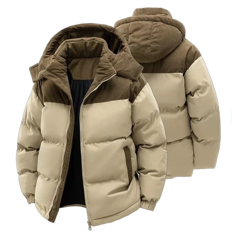 Thickened Fleece Lined Zipper Front Parka Winter Cold-Proof Coat 2026 Men's Winter Jacket Hooded Casual Warm Cotton Jacket