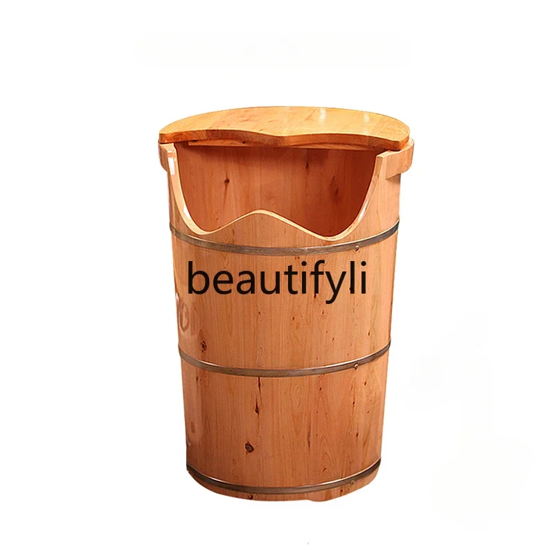 Fumigation heating foot soaking wooden bucket Wooden high-depth bucket Over knee constant temperature foot washing basin