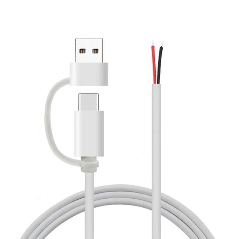 USB タイプ C オスピグテールケーブル延長電源ケーブル 5V 2A USB C ソケットに 2Pin 裸線オープンエンドコネクタ DIY ケーブル