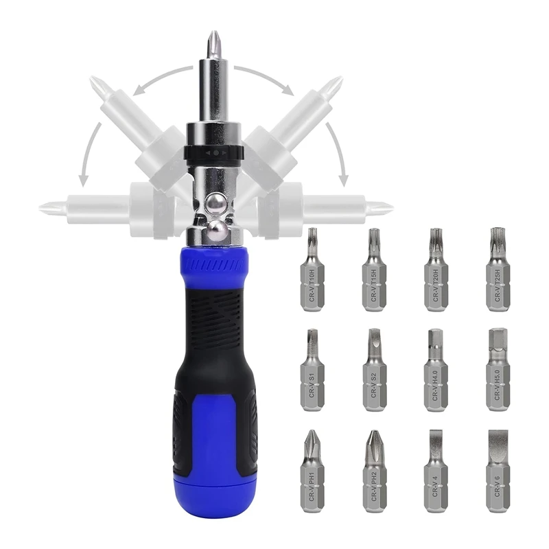 ABEZ Ratchet Screwdriver 13-In-1 Multi Screwdriver Tool All in One Ratcheting Screwdriver ,180 Degree Pivoting Adjustable